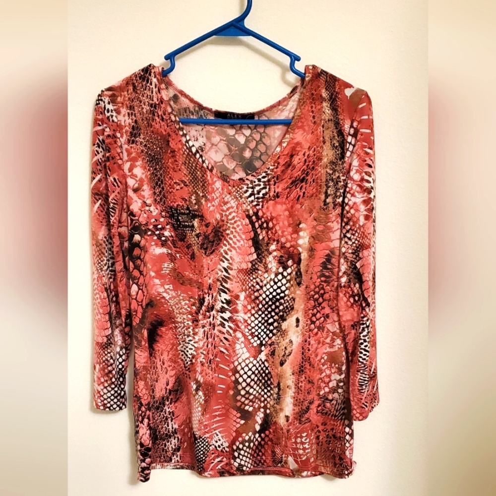 Alex Marie Women's Snake Skin  Patterned Blouse Size Medium Y2K 90s